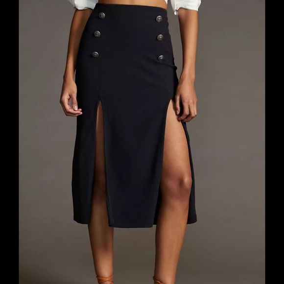 Anthropologie Dresses & Skirts - ANTHROPOLOGIE Maeve Dual Split Button Midi Skirt